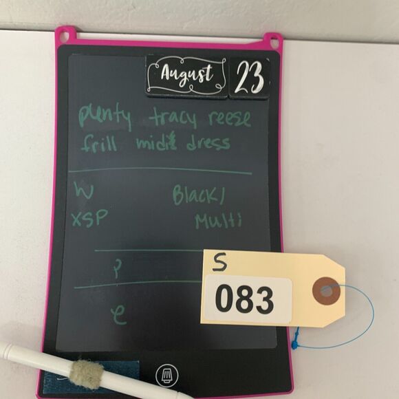 Plenty Tracy Reese Midi Dress XSP Petite Back Zip Round Buttons Puff Sleeve Geo - Picture 15 of 16